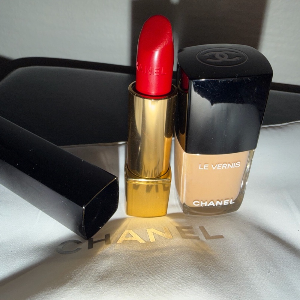 New CHANEL Rouge Allure 104 lipstick and Elegant Nude Nail Polish Denude 949